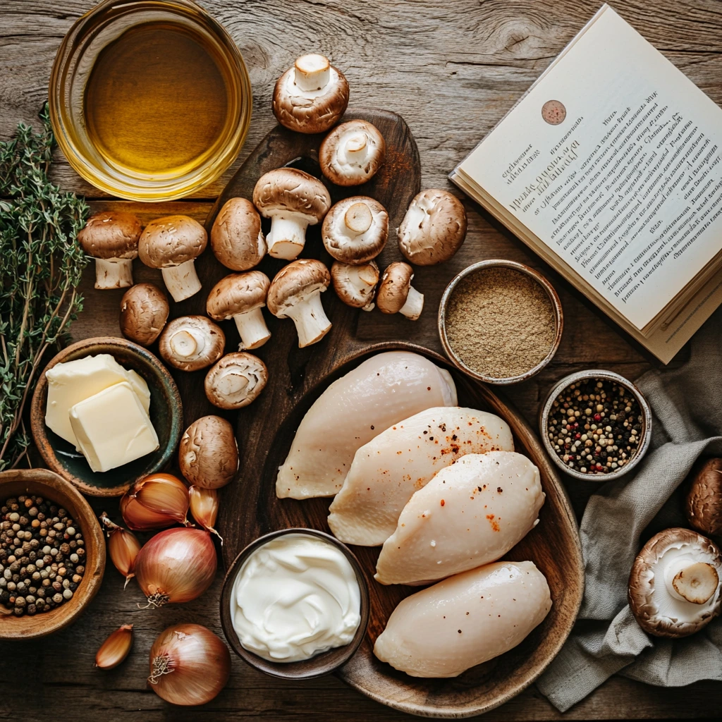  Ingredients for Mushroom Cream of Chicken recipe.