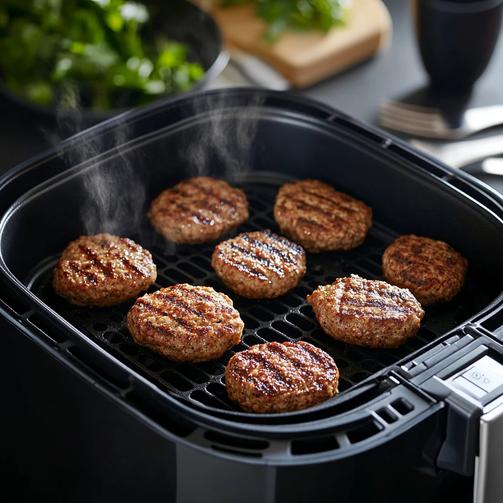 Turkey burgers in air fryer with grill marks