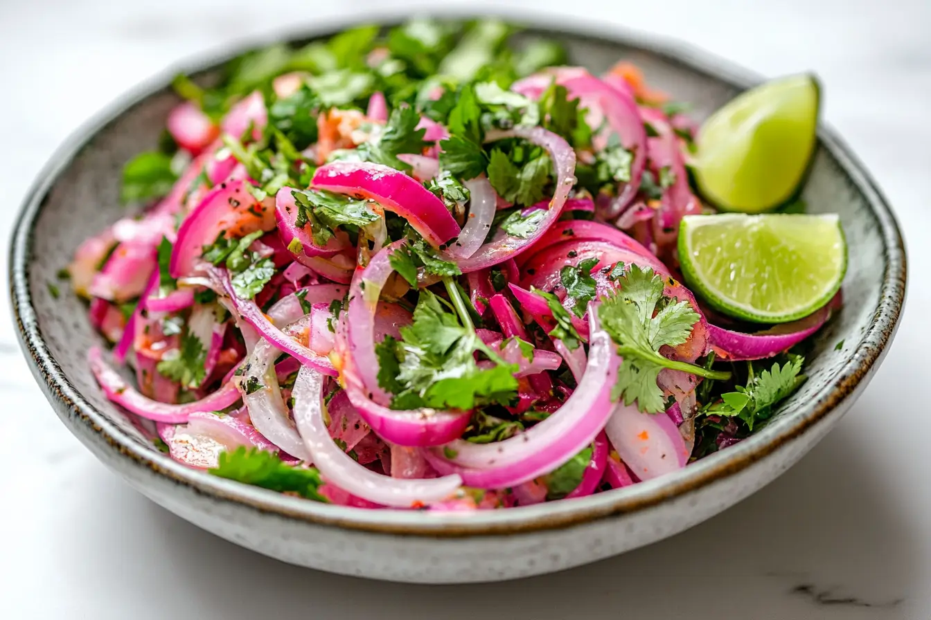 Cebolla Ensalada served in a bowl with fresh ingredients