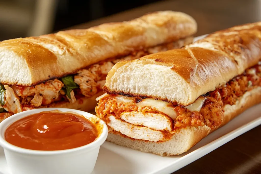 Comparison of Domino’s Chicken Parm, Italian, and Buffalo Chicken Sandwiches.