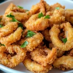 Milk-soaked crispy fried calamari rings.