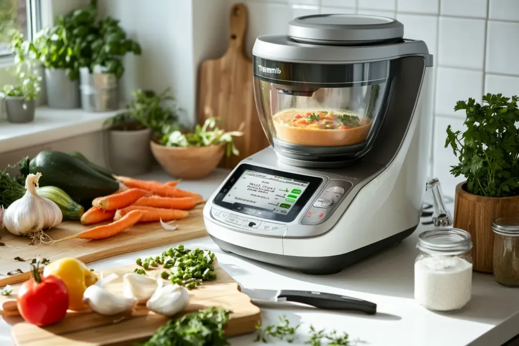 Thermomix meal prep with fresh ingredients for easy beginner recipes.