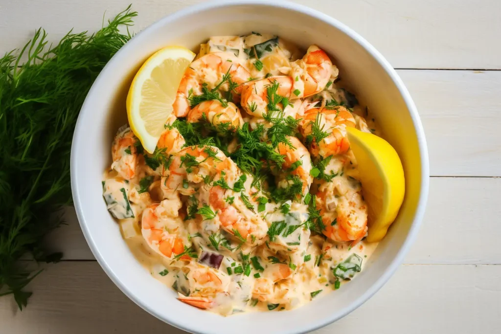 Creamy stuffing mixture of crab, shrimp, herbs, and cream cheese