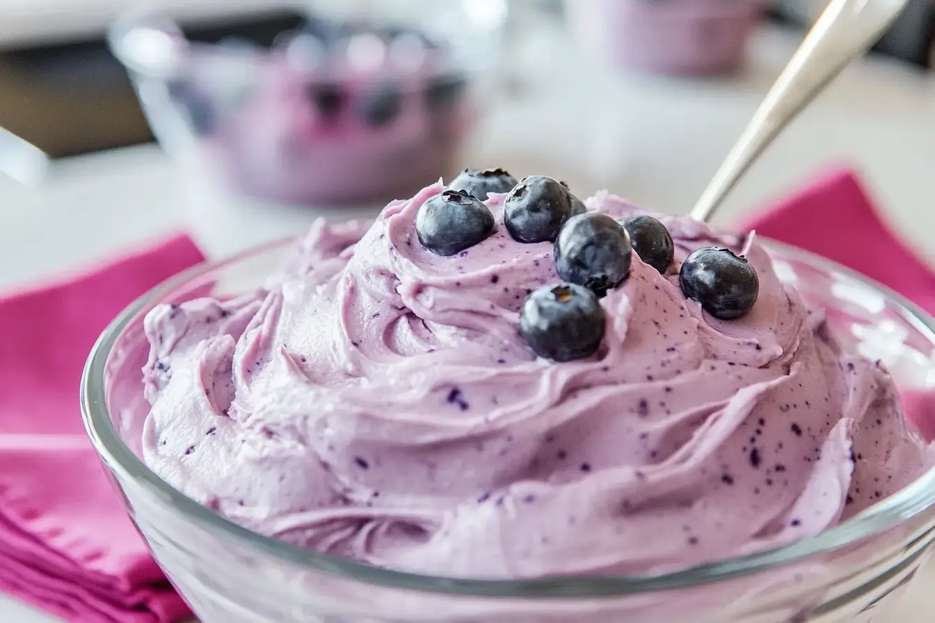 Blueberry Cream Cheese Frosting in a bowl