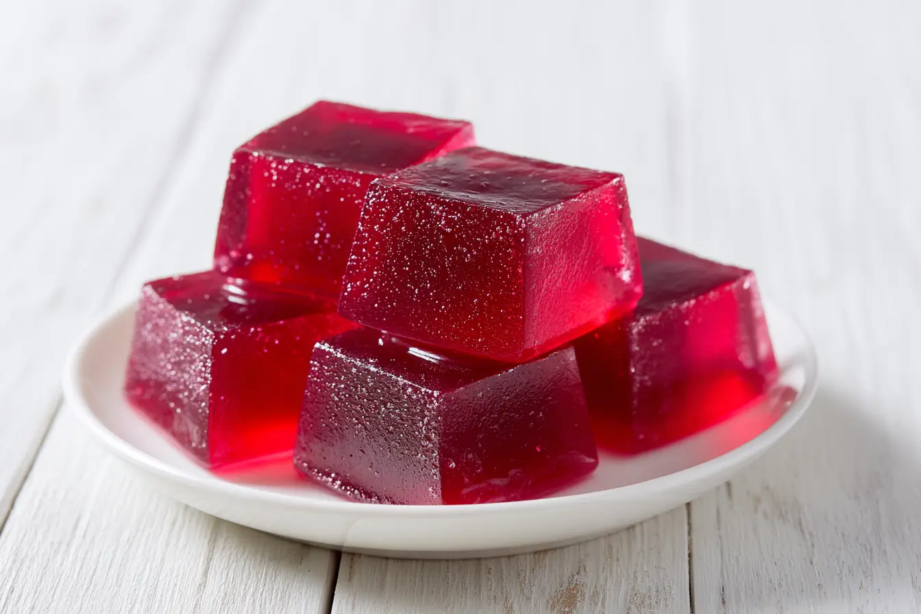 Cranberry‑based gelatin cubes set in a silicone mold, perfect as a pre‑meal snack or mindful mid‑day treat , Jillian Michaels Gelatin Recipe