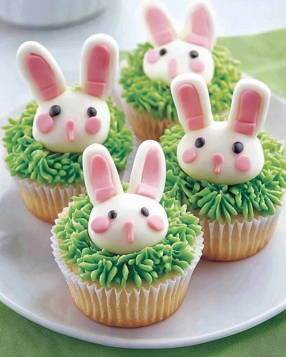 Cute Bunny Cupcakes decorated for spring celebrations