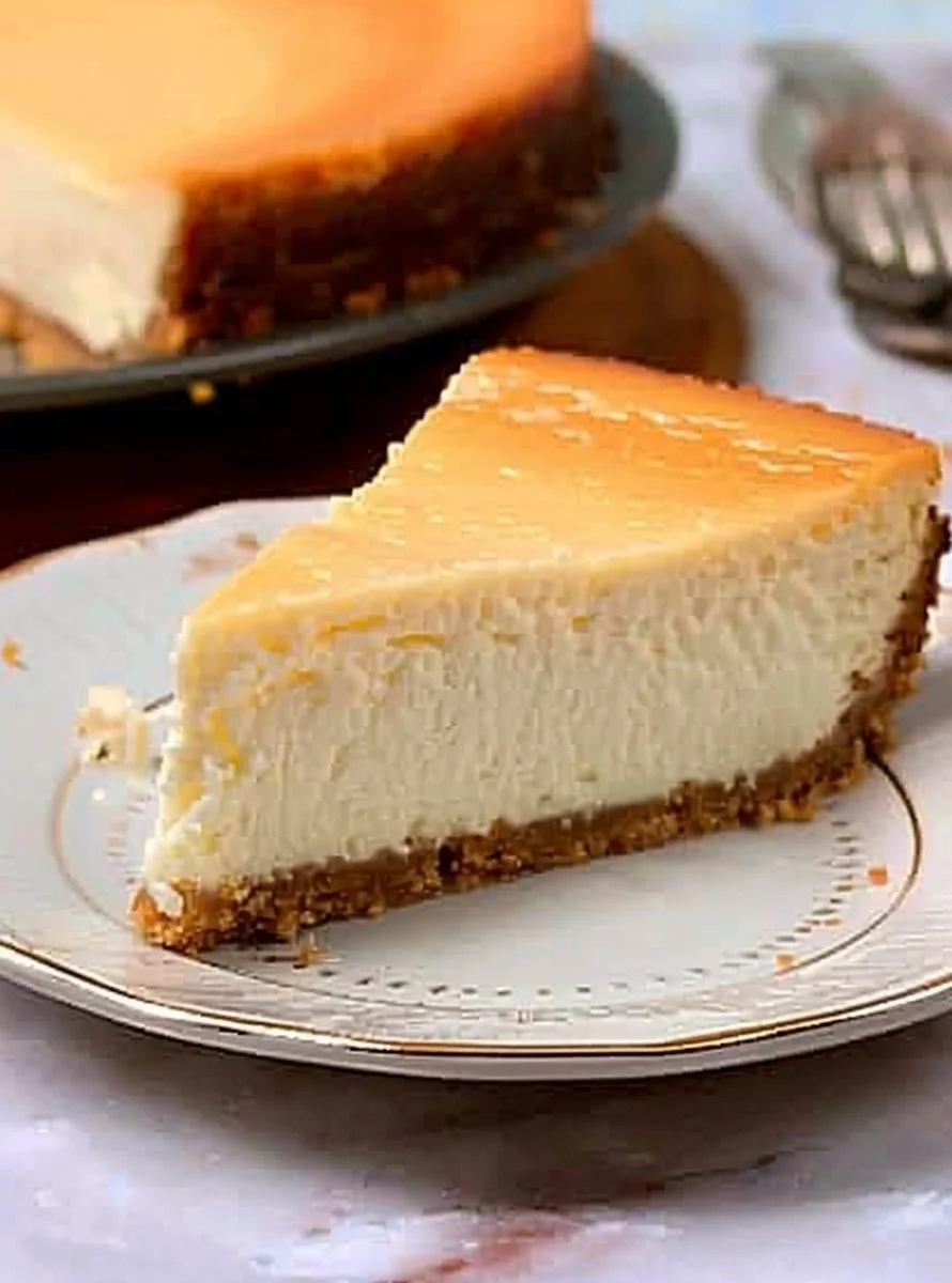 Delicious slice of New York Cheesecake topped with fresh berries.