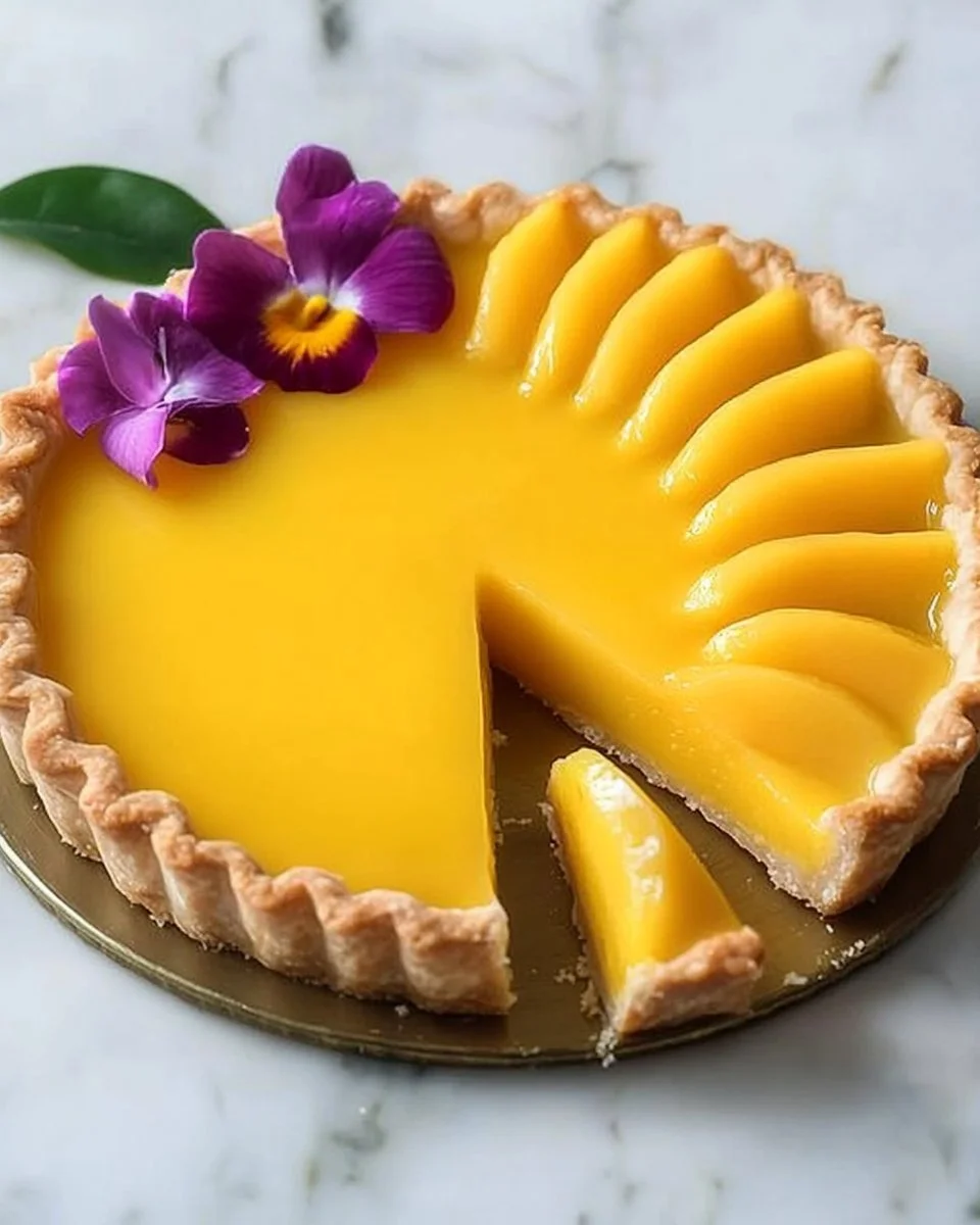 A delicious Mango Curd Tart with a creamy filling and golden crust.