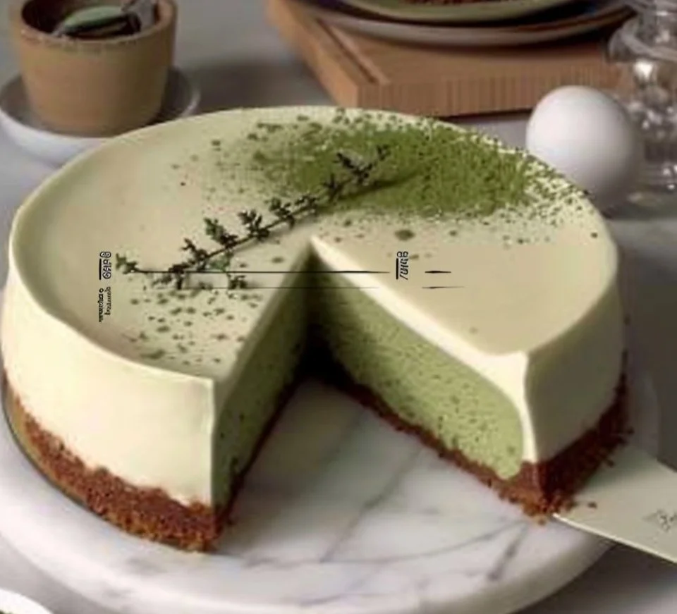 Delicious Matcha Basque Cheesecake with a creamy texture and vibrant green hue