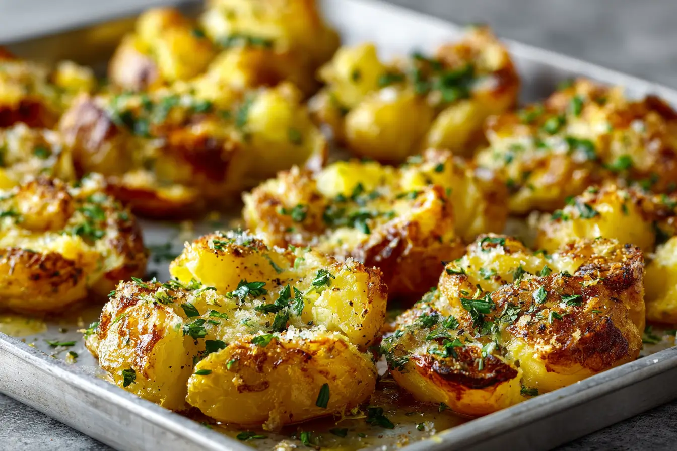 Parmesan-topped smashed potatoes recipe variation