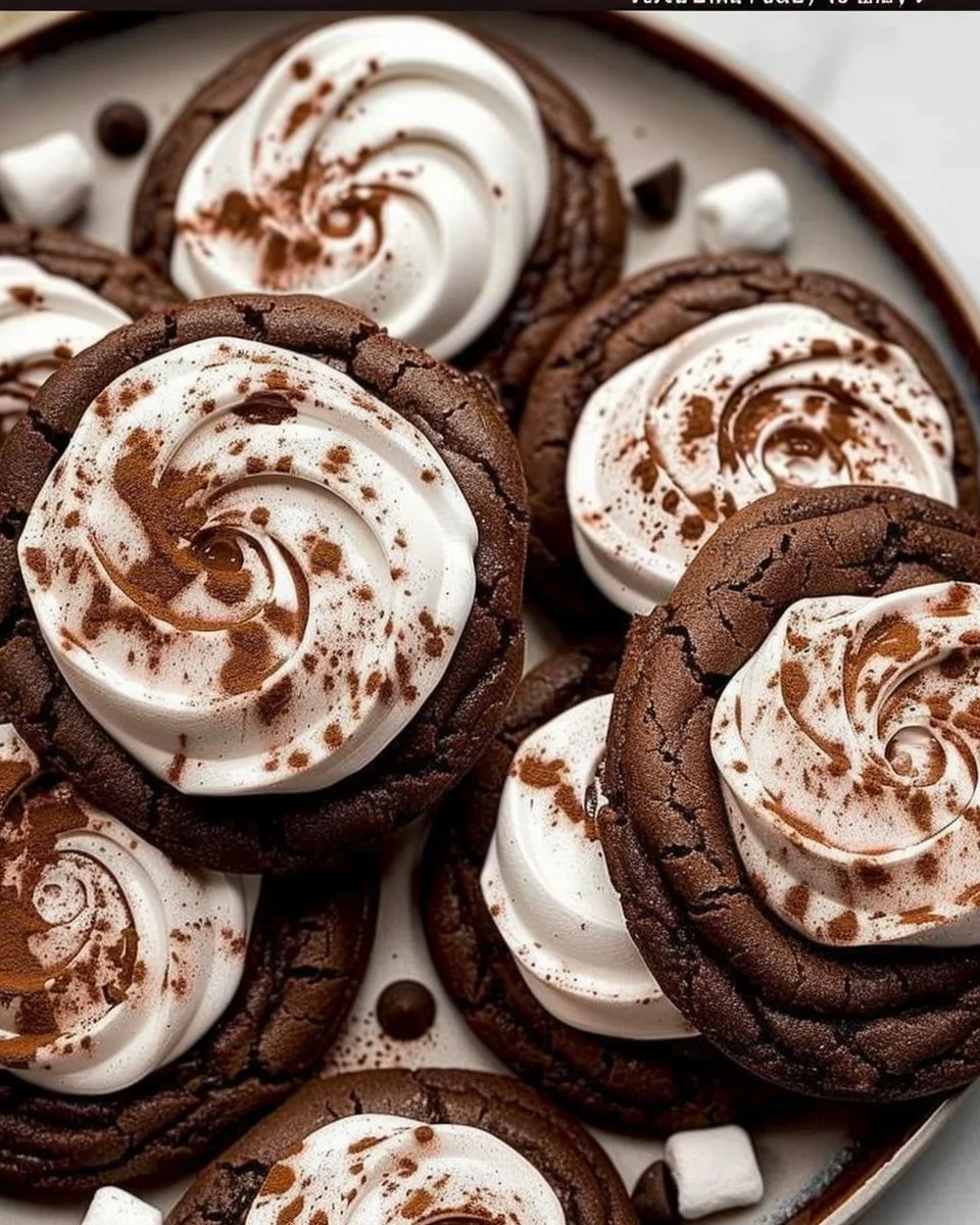 Delicious marshmallow chocolate cookies with gooey marshmallow filling
